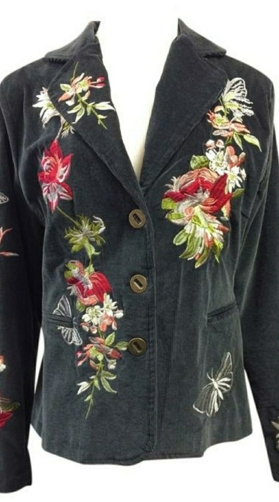 Corduroy Embroidered Blazer
